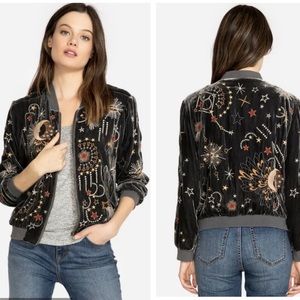 Johnny Was Callisto Velvet Embroidered Bomber Jacket